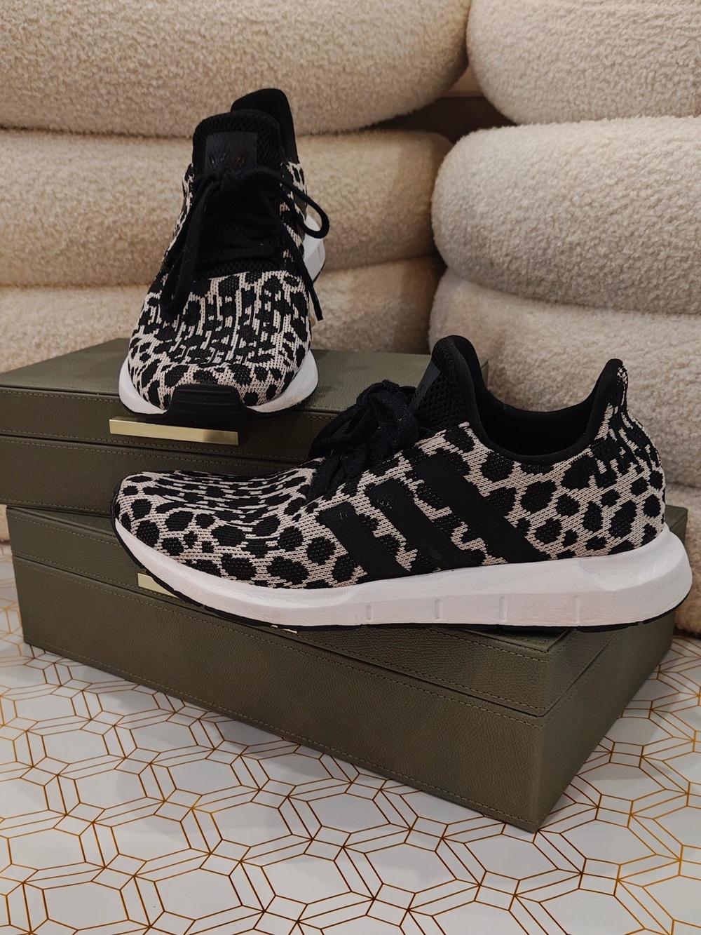 adidas Women's Leopard Knit Athletic Sneakers
